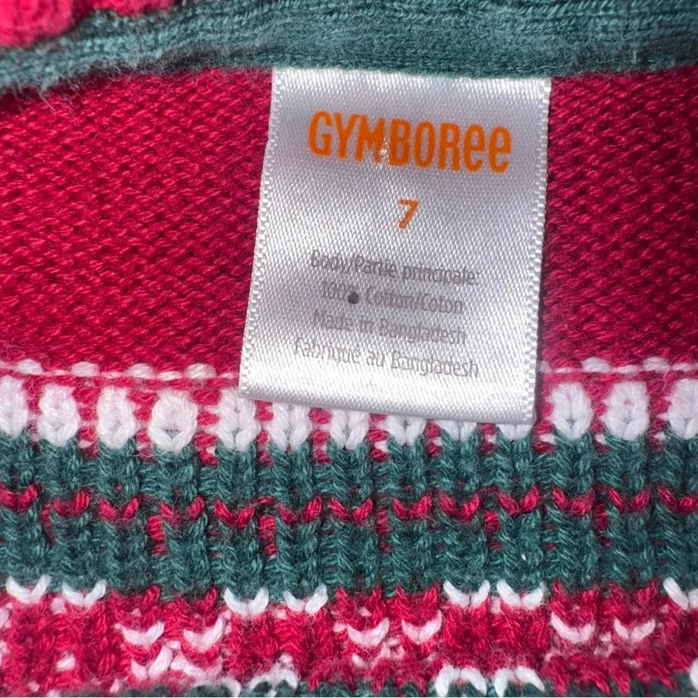 Gymboree Christmas sweater vintage fair‎ isle green red snowflake photo size 7